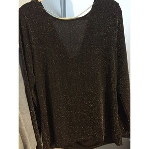 Michael Kors Cowl Back Chocolate/Gold Shimmer Top