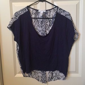 Super stylish blue top with split back and design