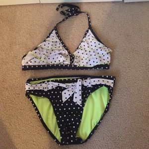 Black and white bathing suit.