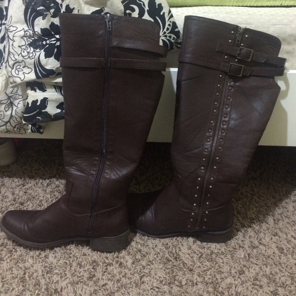 Brown knee high boots
