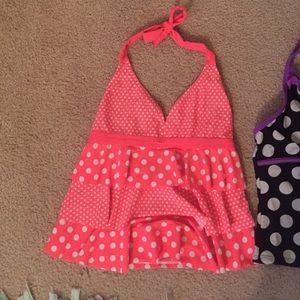 2 non padded kids bathing suit tops and 1 bottom