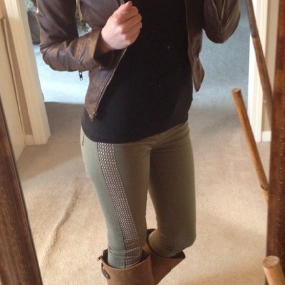 Army Green Studded Pants Tinseltown - Picture 1 of 3