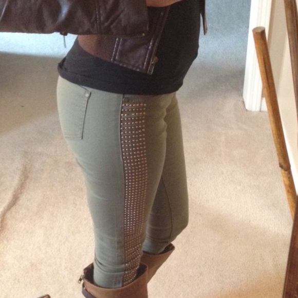 Army Green Studded Pants Tinseltown - Picture 2 of 3
