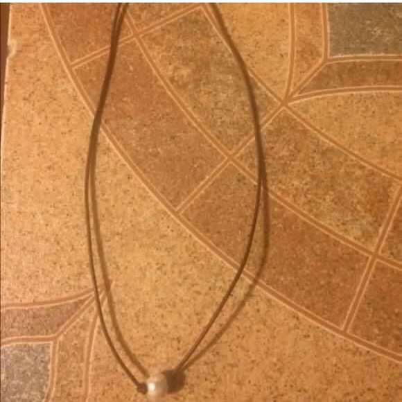 Pearl leather necklace handmade