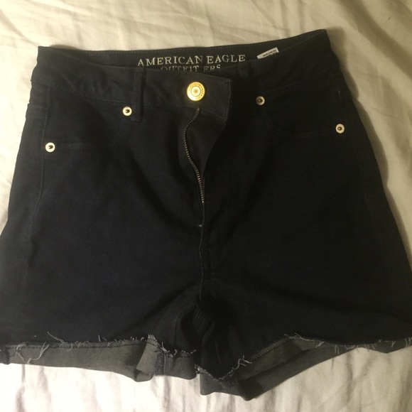 AE dark wash high waisted jean shorts