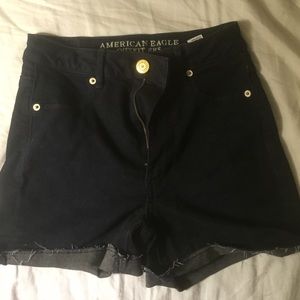 AE dark wash high waisted jean shorts