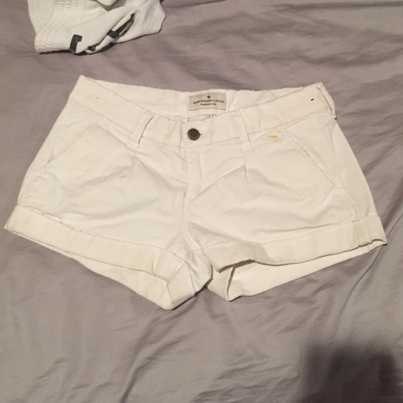 White Abercrombie and Fitch shorts.