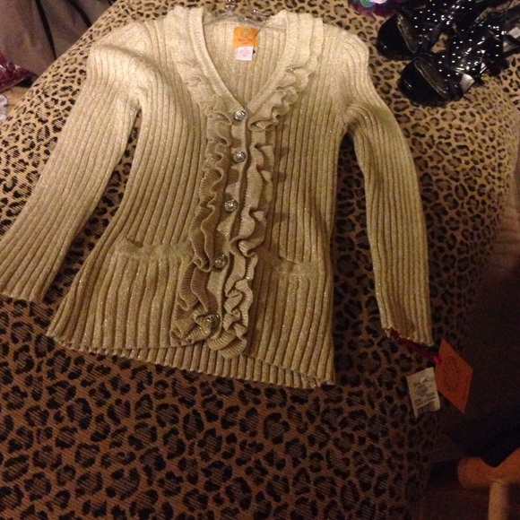 Sweater light gold & diamonds buttons size medium - Picture 1 of 4