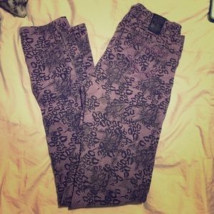 Purple Lace & Cheetah Print Jeans Skinnies