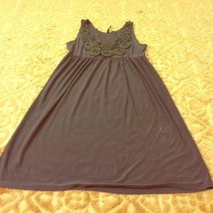 Grey short dress with flower work