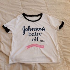 Johnson's baby oil Ringer Tee Crop Top