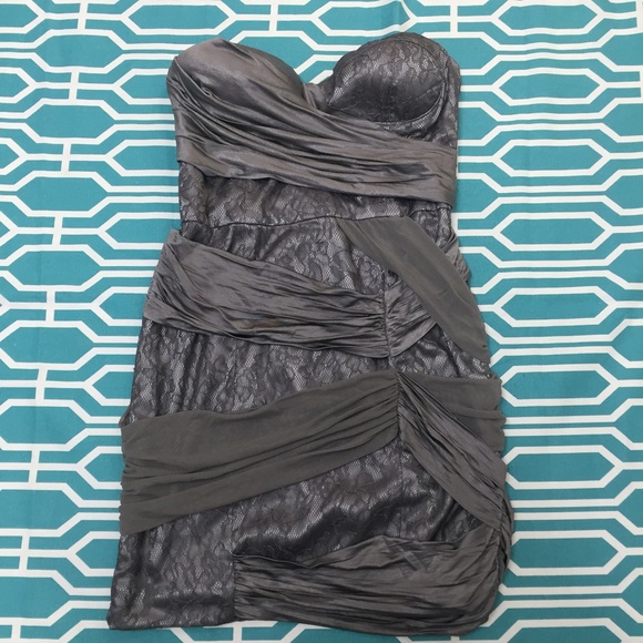 Bebe Gray Strapless Dress - Size: S