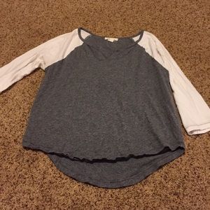 Grey and white baseball tee