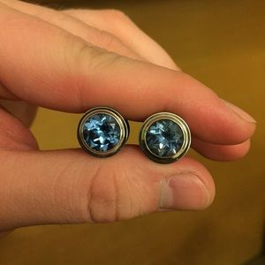 00g Blue gemstone stainless steel plugs