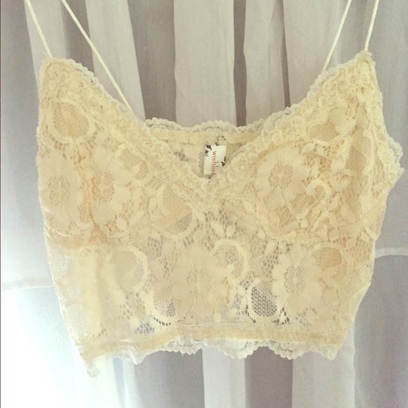 Cream lace crop top