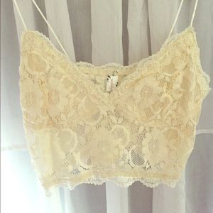 Cream lace crop top