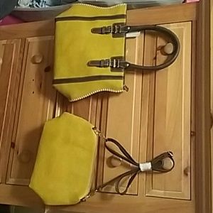 Brand new mustard yellow purse set