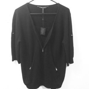 BCBGMaxAzria Wool Zip Sweater in Black--Best Offer