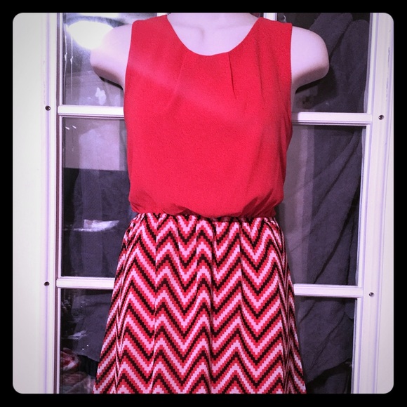 Orange with chevron chiffon dress