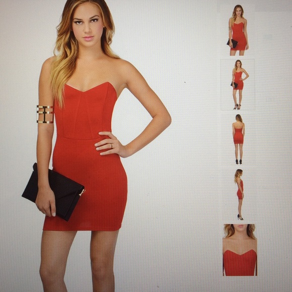 Red Strapless Bodycon Dress