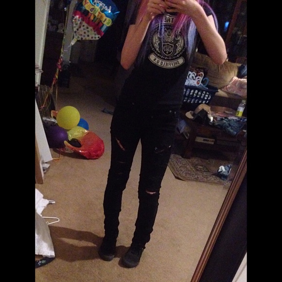 Hottopic Black Saftey Pin Skinny Jeans
