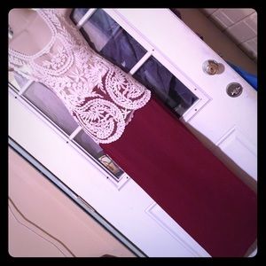 Long maroon skirt