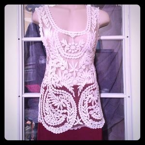 Laced white tank top