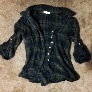 Dark Green Fitted Flannel