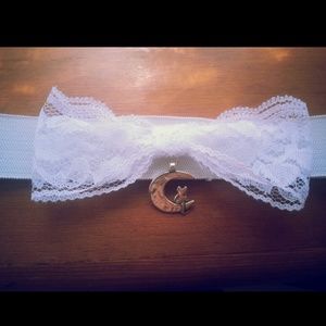 Handmade Cute White Lace Bow Moon Cat Leg Garter