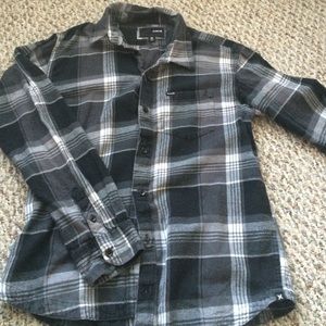 Hurley black and grey plaid flannel