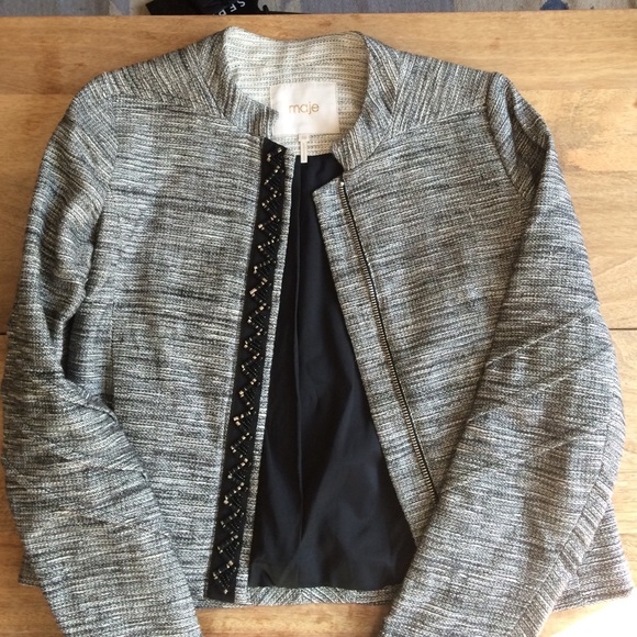 Maje Beaded Tweed Blazer