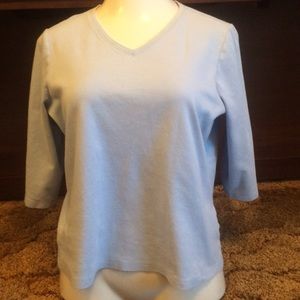 L.L. Bean 3/4 Sleeve Light Blue Tee
