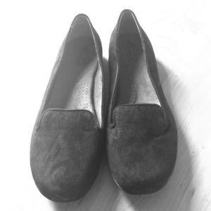 Black suede Cliff flats. Size 9