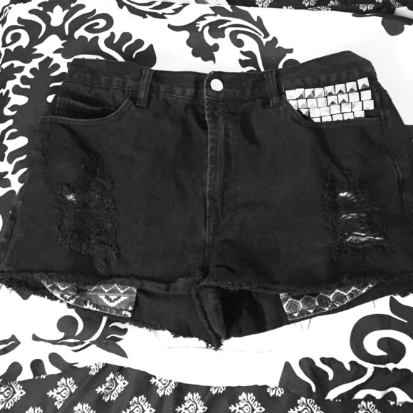 Forever 21 Shorts - High waisted distressed/studded shorts Forever 21 Shorts - High waisted distressed/studded shorts