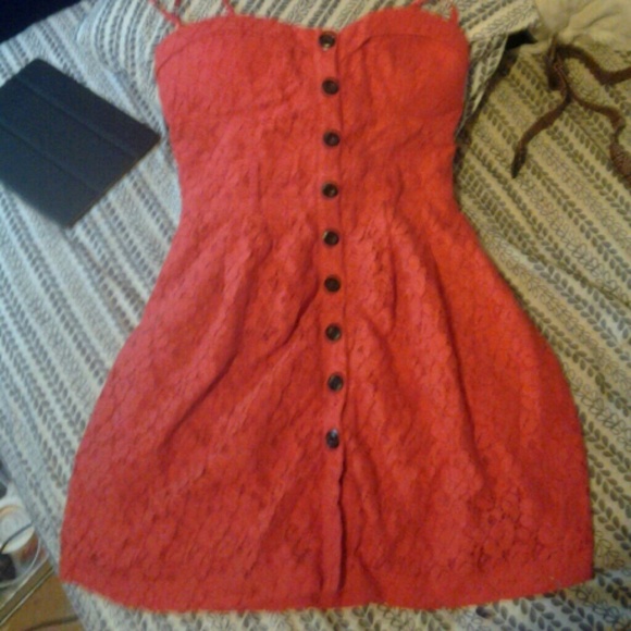Red button up dress!