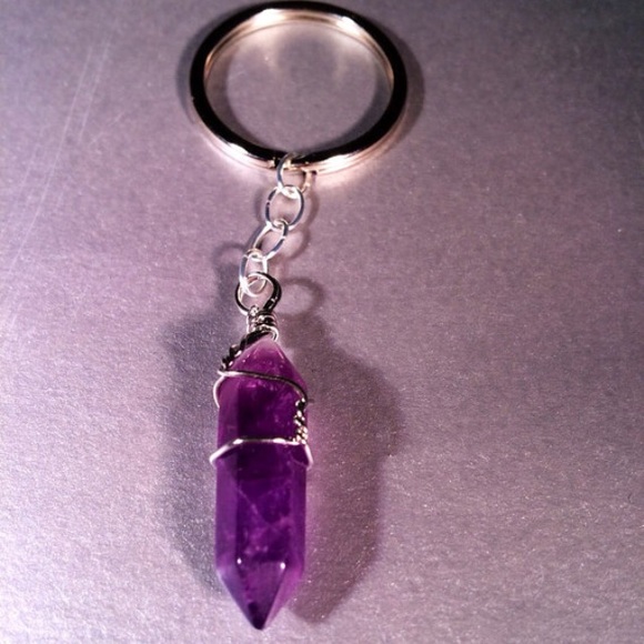 Amethyst wire wrapped keychain - Picture 2 of 4