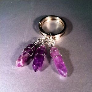 Amethyst wire wrapped keychain