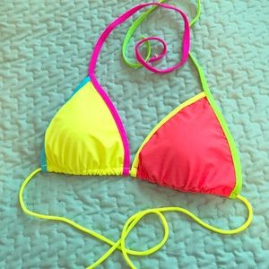 NWOT Multi-Color Neon Bikini Top