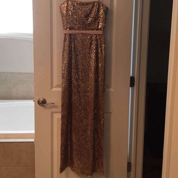 BCBG Max Azria Lela gold sequin gown, never worn