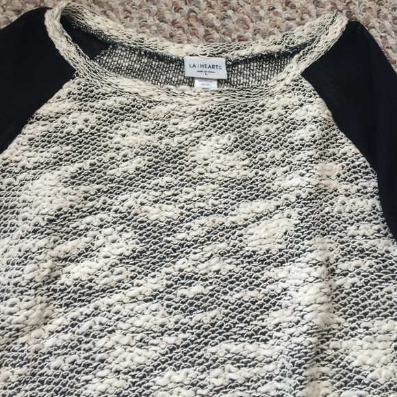 Knit front long sleeve with sheer sleeves