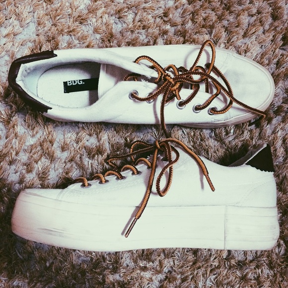 White BDG Hiker Platform Sneakers (Women's)