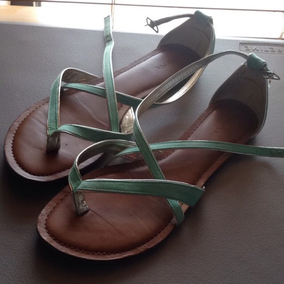Mint Green and Gold Strappy Sandals
