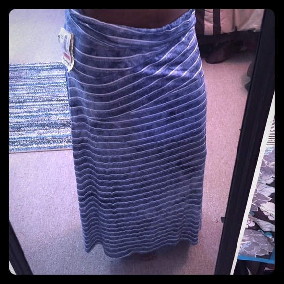 Blue and White striped Maxi Skirt