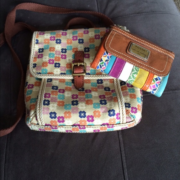 Fossil colorful satchel handbag