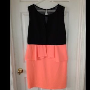 Sexy plus size peplum dress with mesh plunge