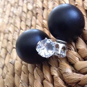 Double sided black crystal stud earring