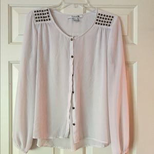 F21: Long Button Down Blouse (See Through)