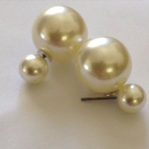 Faux pearl double sided earring handmade