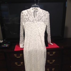 Elegant white lace full-length dress