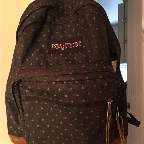 jansport grey polka dot backpack